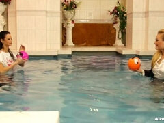 Cuero, Piscina, Satén, Mojado