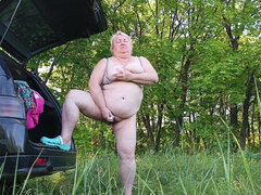 Grosse titten, Pummelig, Frau, Selbstgemacht, Reif, Im freien, Solo, Vibrator