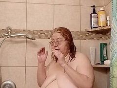 Bad, Stor svart kvinne, Fetisj, Fingring, Moden, Milf, Fitte, Dusj