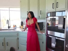 美人, 黒人, フェラチオ, 茶髪の, 人妻の, 巨大, キッチン, 自然山雀