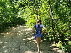 Naked Run in the Forest: Amateur Russian Girl Flashes Pussy and Big Ass Doggy Style