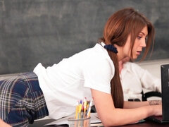 Spunky schoolgirl Jojo Kiss gets fucked on the table