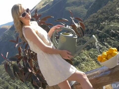 Cul, Blonde, Mignonne, Robe, Lunettes, De plein air, Chatte, Adolescente