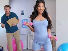 Gorgeous Asian babe Jennie Rose nicely impaled by big cock