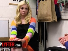 Petite blonde teen thief gets doggy styled by mall security guard - Shoplyfter