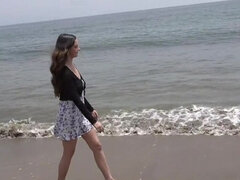 Innocent brunette on vacation turns out to be a whore