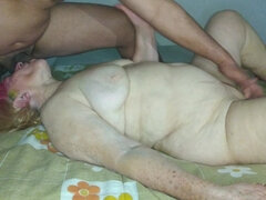 Granny Angela Sucks Cock. with Orgasm Included.