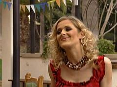 Jane Darling in red dress