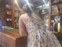 This barmaid is a cheating spunk whore: I nailed her on the counter