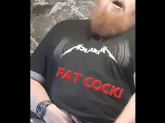 Fat Guy with a Fat Cock Moans and Cums All Over Himself