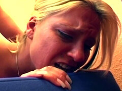 Busty Blonde Babe Stretched Wide in Sloppy Couch Pounding