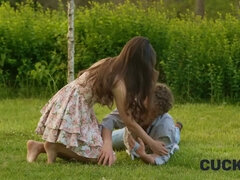 Szépség, Cumizás, Felszarvazott, Francia, Hd, Érett feleség, Természetes mellek, Harisnya