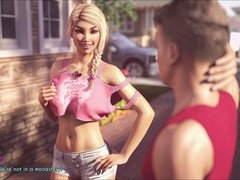 Busty blonde dives into steamy adult visual novel gameplay