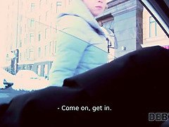 Watch this blonde Russian teen pay off her debt with a hot fuck at her collector's place