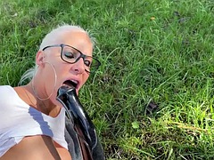 German slut loves getting railed in the field