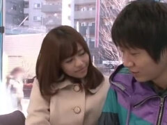 Asiatique, Sucer une bite, Japonaise, Public, Adolescente