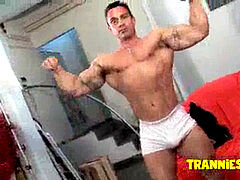 TranniesRUs - Muscle Dude Have Sex With a large trouser snake Trans female