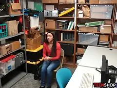 Splattered brazilian teen thief sucks and fucks to go free-for-all