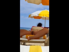 Husband films naked wife on the beach tanning her pussy in public Luana Kazaki