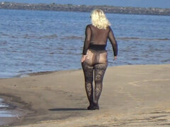 Spiaggia, Culo grosso, Nero, Erotica, Matura, Nylon, All'aperto, Solo