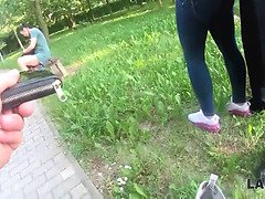 Sofia Lee caught stealing goods in the park & punished with security officer's help