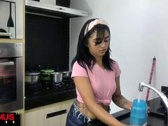 Cleaning Lady Sucked My Dick in the Kitchen