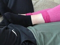 Amateur, Pareja, Rostro sentado, Dominacion femenina, Casero, Calcetines, Spandex, Esposa