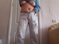 Amatoriale, Femmina, Jeans, Masturbazione, Tette naturali, Solo