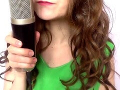 Julia ASMR sensually tastes and explores juices with deep kissing