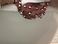 Added more 6 gauge piercings to my scrotum,  slid my finger down my urethral using my precum