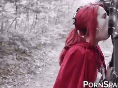 Lil' crimson Riding Hood gets it in the woods on the sweet trail