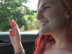 Horny guy fingering shaved pussy of Nina Nirvana