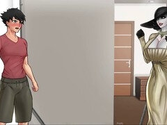 Confined goddesses in a visual novel with big-boobed moms