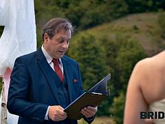 BRIDE4K. Sexy bride with natural tits is having a kinky sex with a groom dressed up as a hound: Porn