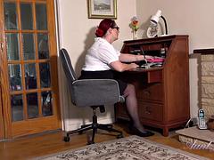 AuntJudys - Chubby Redhead MILF Juliet Gets Naughty at the Office