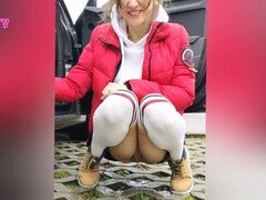 Hot girls peeing in public compilation featuring Pee Mystery and Redmystery