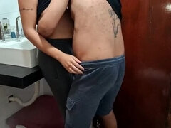 Hot Maid Caught in Bathroom While Wife Sunbathes - Fucked Hard by Boss