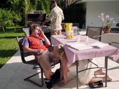 Blondine, Pik sutte, Udendørs, Teenager