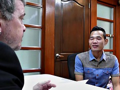 アジア人, イく瞬間, 指いじり, ゲイ, オフィス, ガリガリ