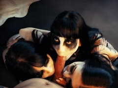 On Halloween boy gets seduced by three hotties during ritual