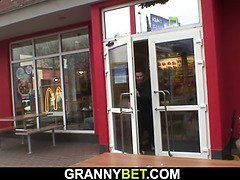 Blonde big boobs old grandma picked up in the cafe