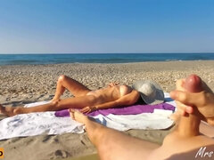 Jerking Off To A Hot Milf Touching Herself On A Public Beach With Mrs Robinson