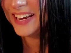 Aline's Beautiful Smile Shows Her Big Feet in Pantyhose