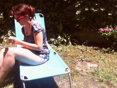 Your Beautiful Shows off Her Diaper in a Garden Full of Piss