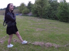 Amatör, Rumpa, Avsugning, Brunett, Creampie, Snopp, Utomhus, Pov