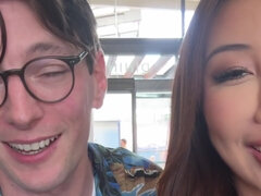 Amateur, Asiatique, Gros seins, Sucer une bite, Tir de sperme, Hard, Interracial, Pov