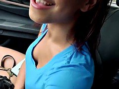 Hot model Raven Redmond gets fucked hard on the back seat