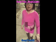 Outdoor Public Slutwalk in Sexy Pink Outfit