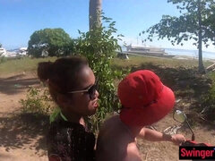 Public beach sex with Asian girlfriend