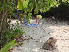 Amatør, Strand, Pikk, Massasje, Synsvinkel, Offentlig, Realitet, Stemor